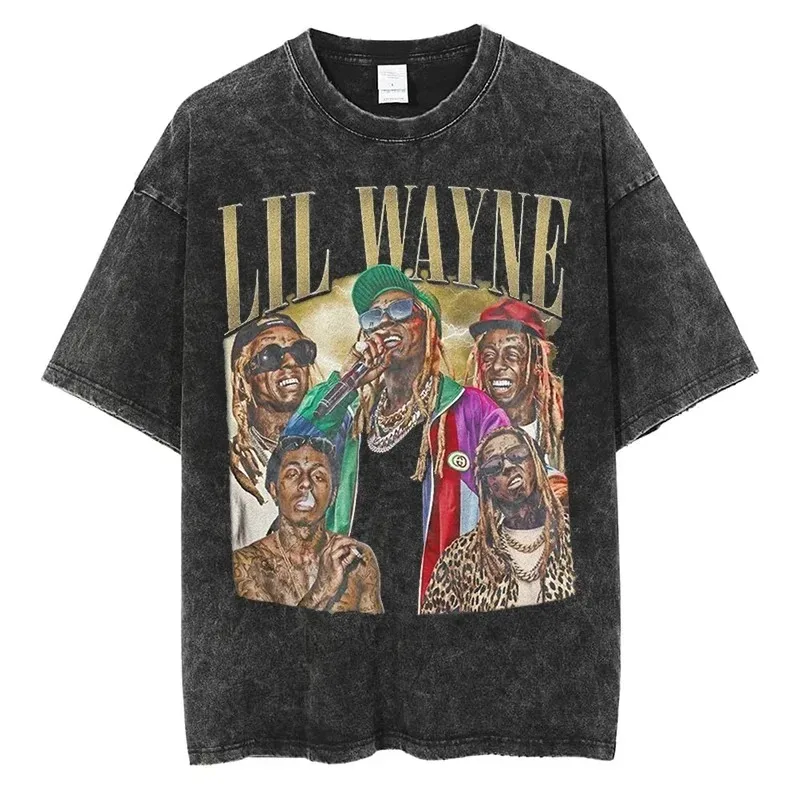 Lil Wayne Vintage Shirt Tops Hip Hop RnB Rap Unisex Homage Short Sleeve Tees Quality Cotton Fashion High Street Men Wome T-shirt