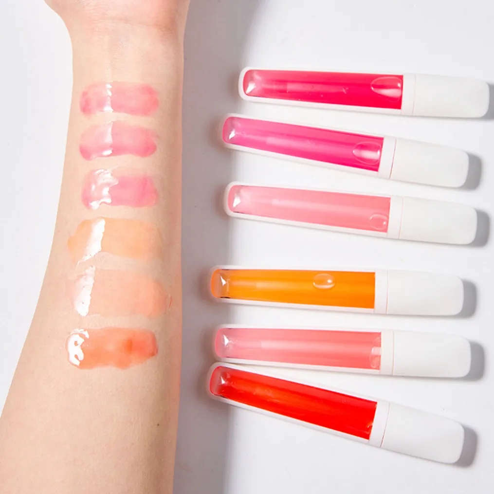 เซ็กซี่ Plumping Lip GLOSS Moisturizing แต่งหน้าผลไม้รส Glossy Lip Stain น้ํามันฉลากส่วนตัวยาวนาน Lipgloss กันน้ํา