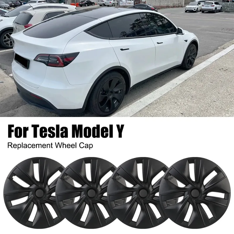 Car Wheel Hub Cap DIY 19 Inch Full Cover Hubcap Carbon Fiber Decorative Automotive Accessories for Tesla Model Y 2021 2022 2023