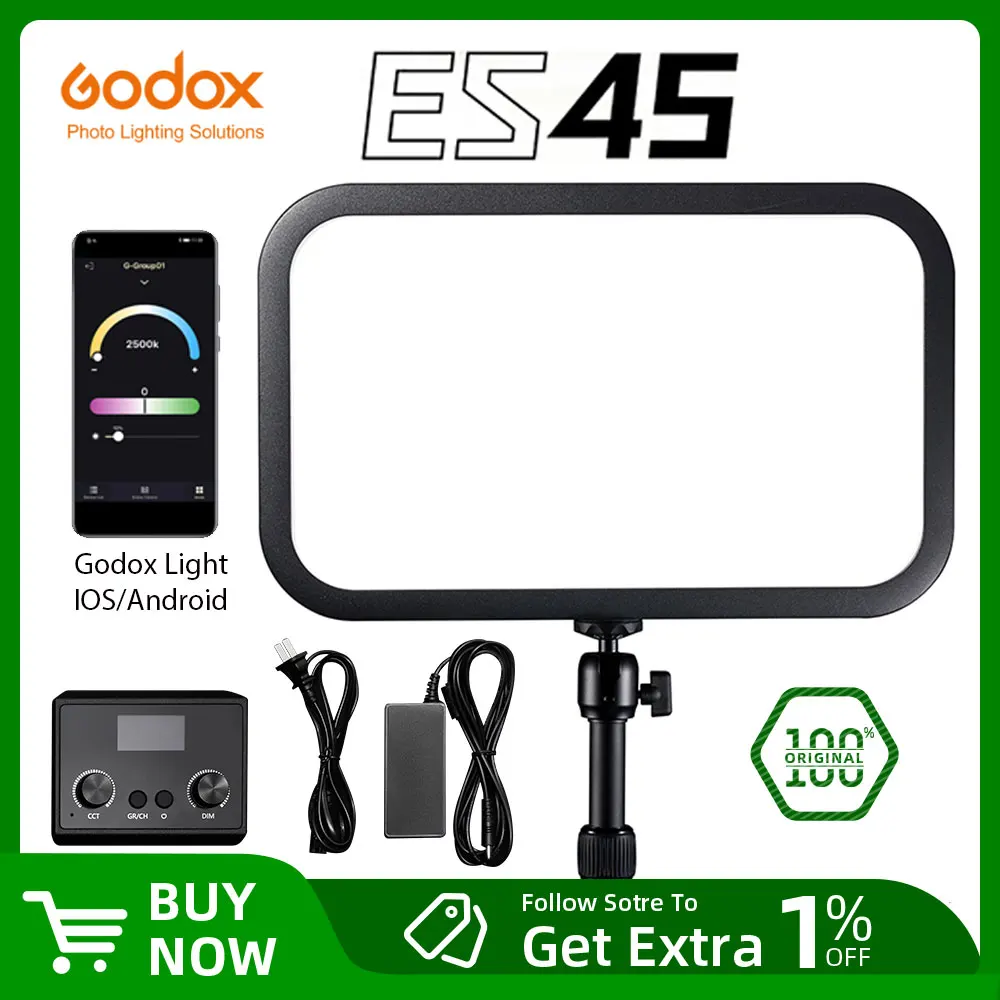Godox ES45 LED Light 2800K-6500K for YouTube Gaming