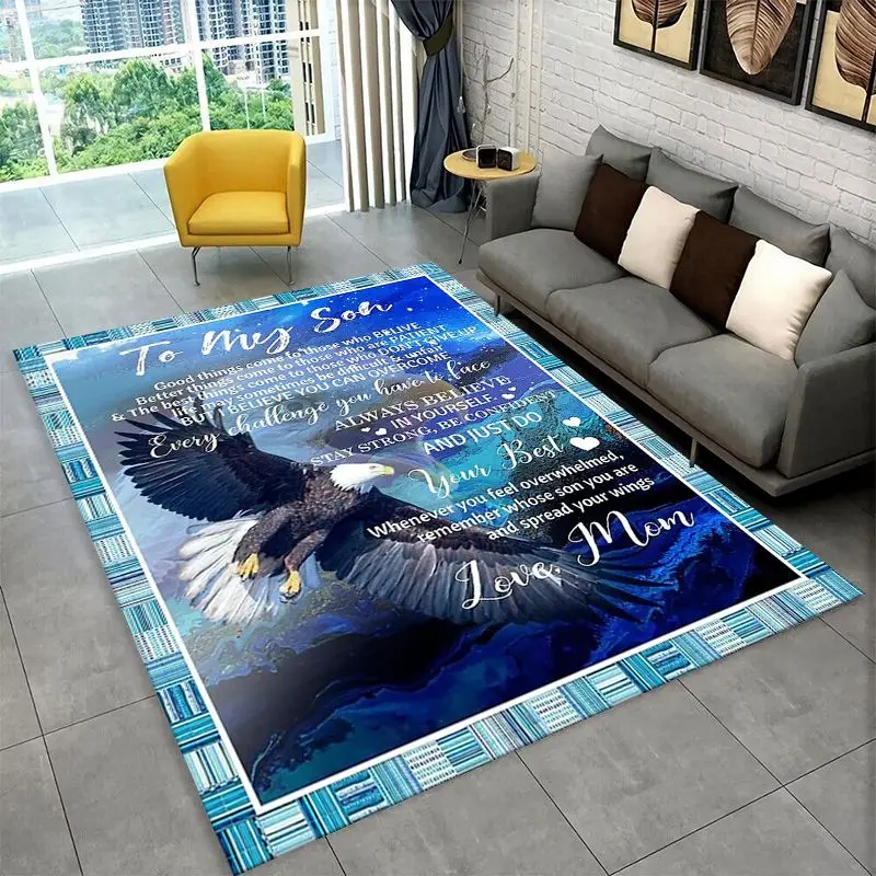 Gift Thanks To My Son Letter Present Large Area Rug Non-slip Carpet for Bedroom Living Room Sofa Doormat Home Decor Floor Mat