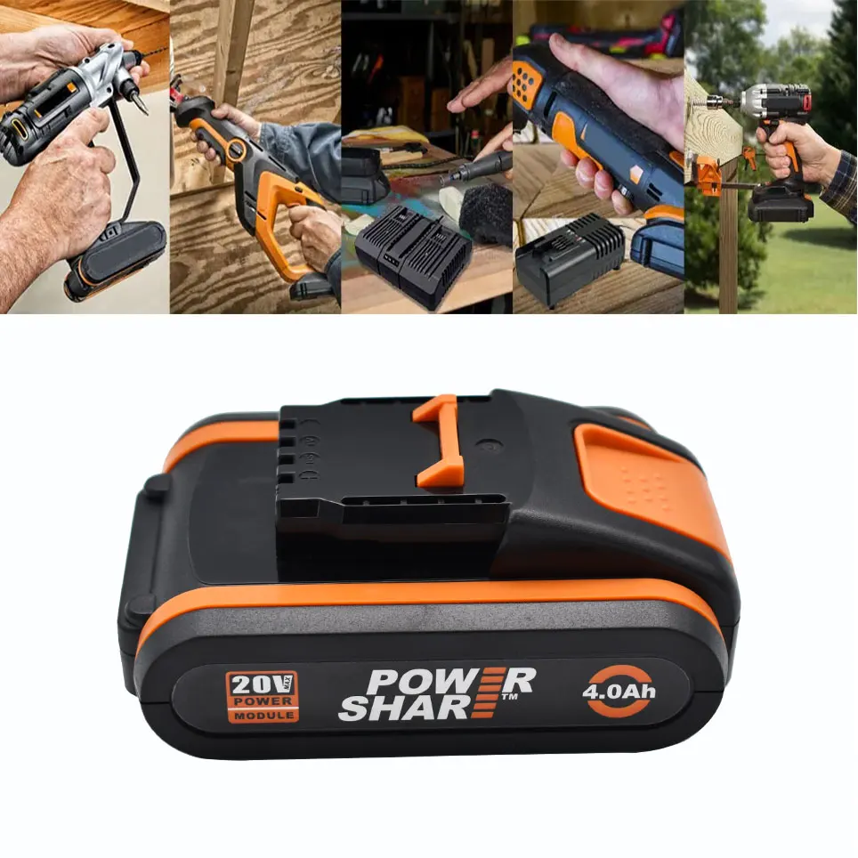 Worx 20V Lithium battery 4.0Ah Rechargeable WA3551 WA3553 WA3553.1 WA3570 for All WORX Electric and Garden Tools