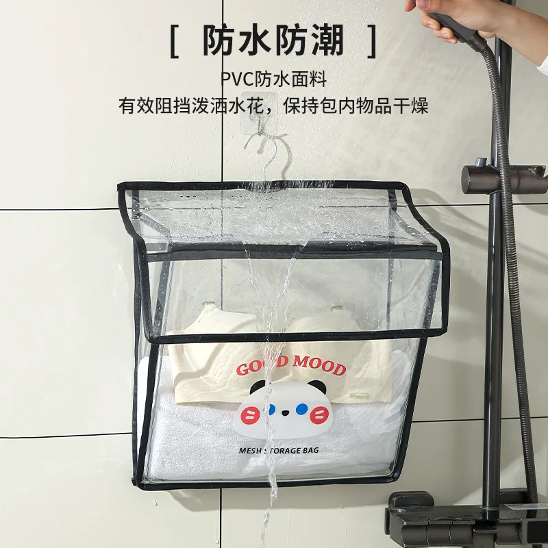 Foldable bathroom hanging bag Househol Wall-mounted transparent storage bag Large capacity clothes waterproof storage bag