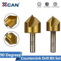 XCAN Chamfering Cutter 90 Degrees 1 Flute TiCN Coated Chamfer Drill Bit Countersink Drill Bit Set for Wofodworking Hole Cutter