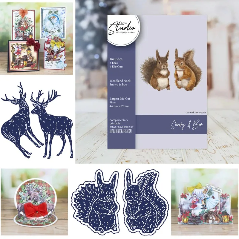 Cervos na glade feliz sino corte dados scrapbook diário decoração estêncil modelo de gravação diy cartão feito à mão 2025