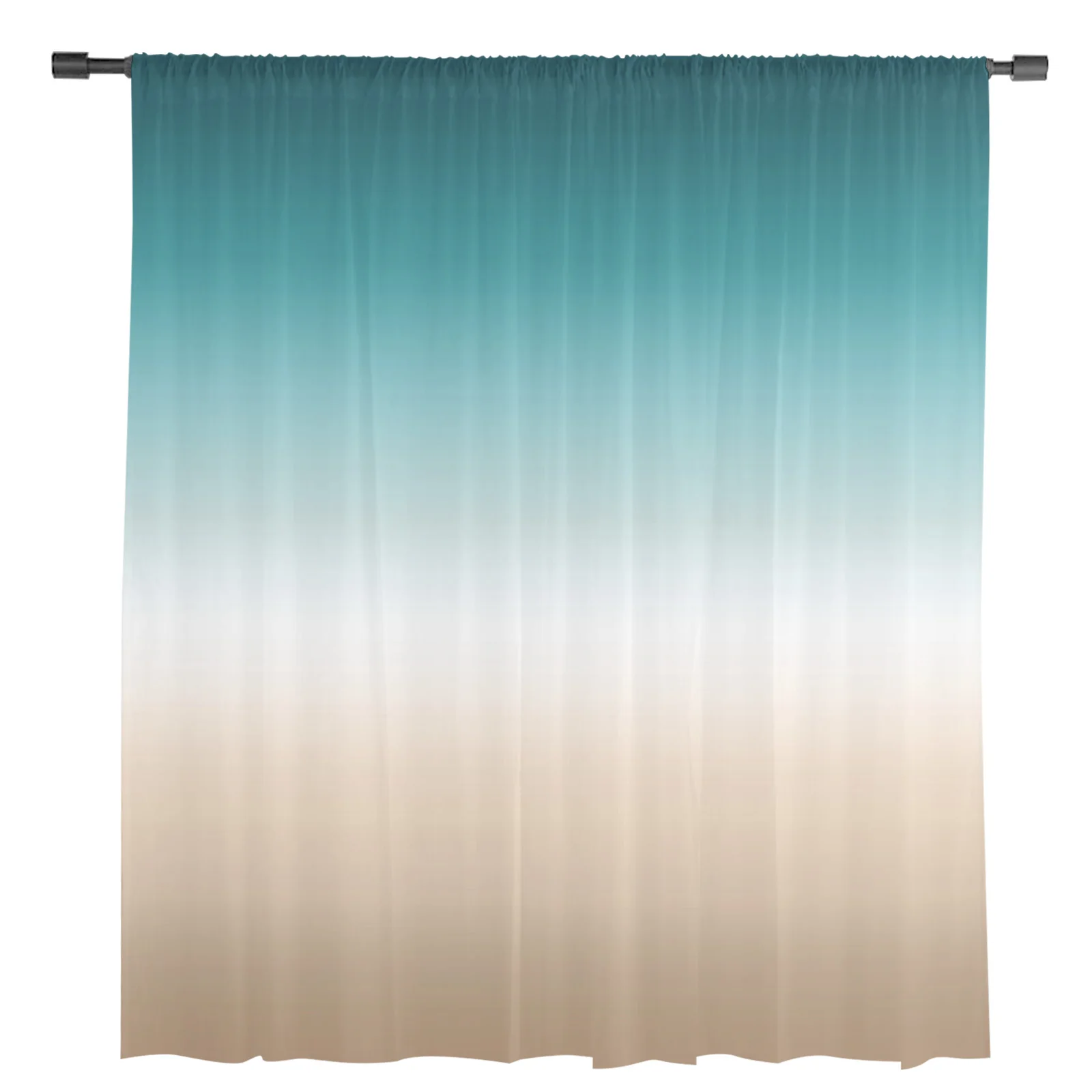 Teal Green Khaki Gradient Sheer Curtains for Living Room Decoration Window Curtains for Kitchen Tulle Voile Organza Curtains