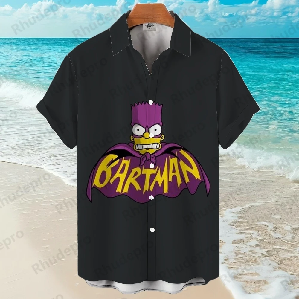 디즈니 심슨 3D 프린트 하와이안 셔츠 반팔 셔츠 초대형 Camisas De Hombre Funny Shirt Roupas Feminina