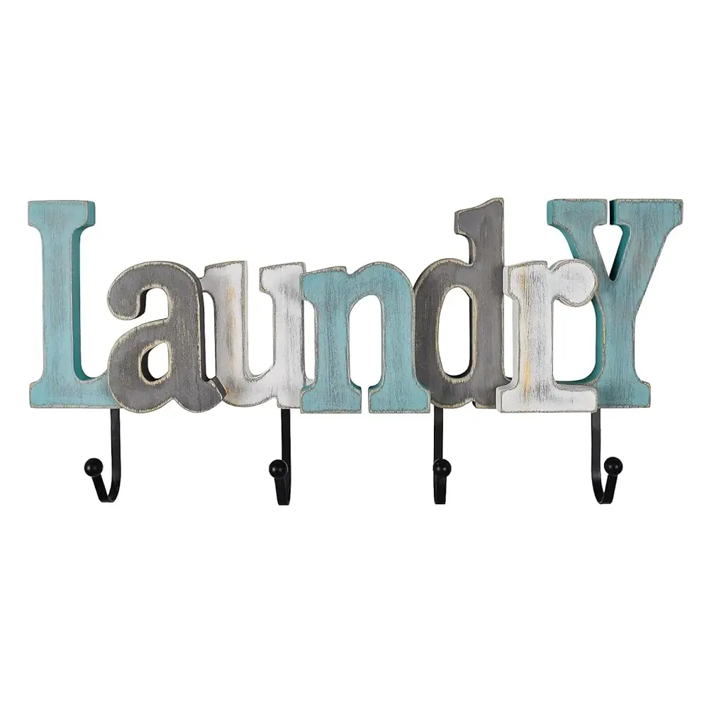 

Деревянная вывеска KILIPES в деревенском стиле для прачечной, вырезанные буквы с крючками, настенная деревянная надпись для ванной комнаты и прачечной