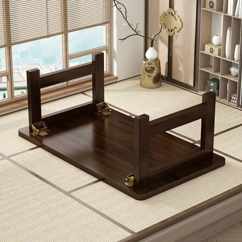 Living Room Furniture Small Tables with Bay Window Folding Tables Household Solid Tatami Table Coffee Table Learning Low Table image 5
