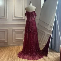 SERENE HILL Lebanon Fashion Fuchsia Arabic Beaded A-Line Evening Gown Formal Occasion Party Dress GLA73594 Customized - Image 3