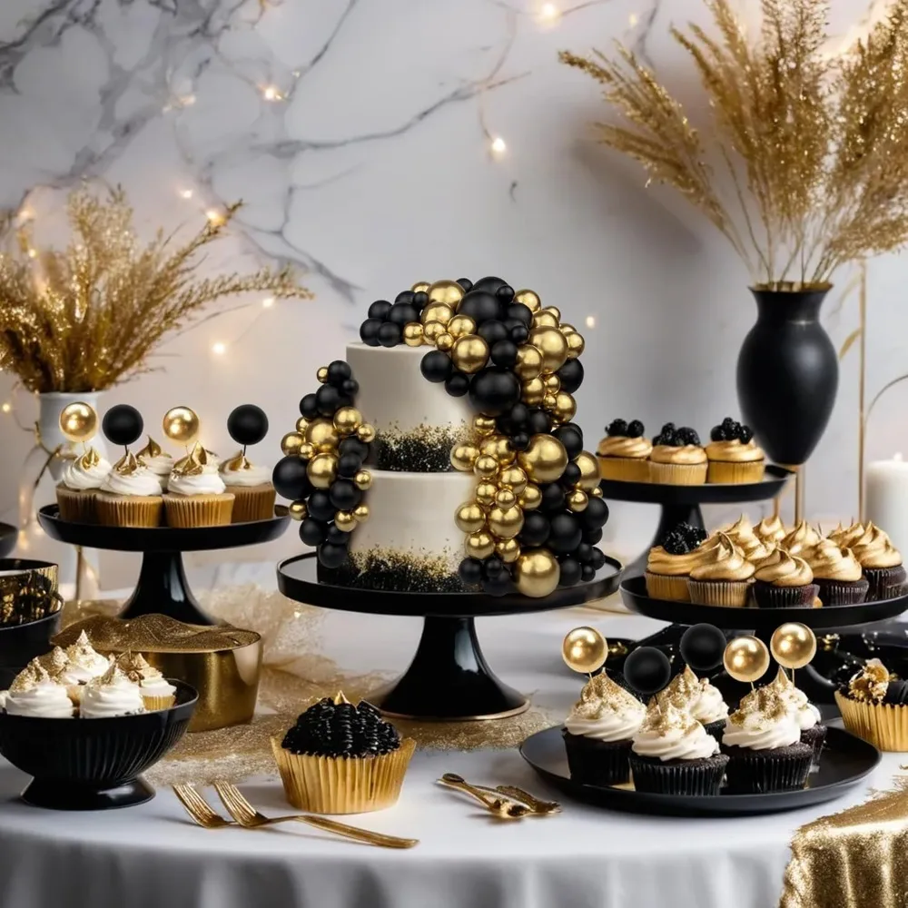 20/30 Stück Kuchenbälle Dekoration vergoldet schwarz alles Gute zum Geburtstag Schaumstoffball Kuchenaufkleber Party Muttertag Dekor DIY Hochzeitsdekoration – Detail 5
