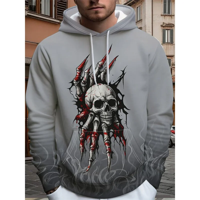 

Personalized Street Style Hoodie Skull Tie-dye Printed Oversized Pullover Hip-hop Fashion Casual Men And Women Long-sleeved Tops