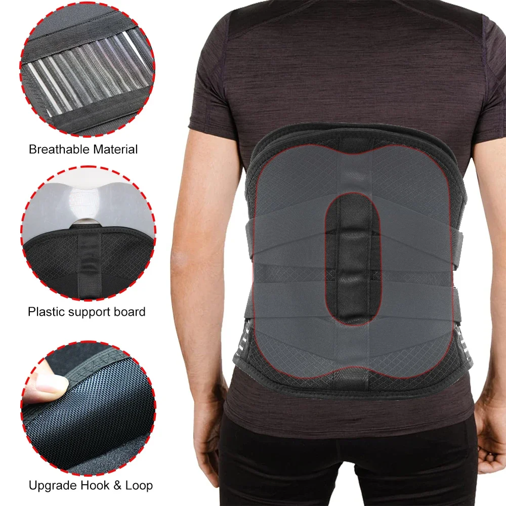 Breathable Back Brace Support Men Women Compression Lumbar Brace with Big Lumbar Support Pad for Pain Relief, Strained Muscles