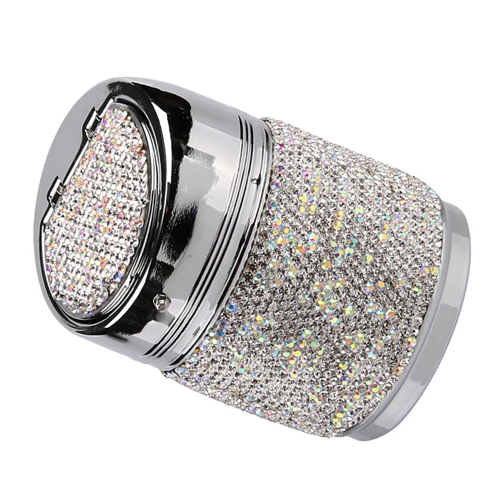

Bling Cigarette Ashtray Car Interior Auto Ashtray Cup Small Cigar Ash Bucket With Lid Reserved Hole Luxury Design For Women Men