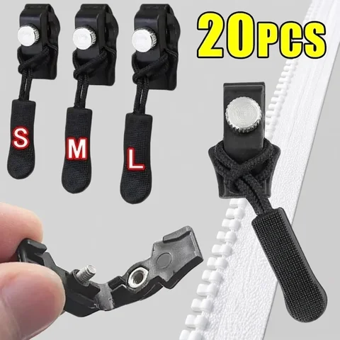 3‑60pcs Universal Zipper Repair Kit Quick Detachable Zipper Slider Puller 3 Sizes Instant Replacement Zipper Head Clothes Jacket