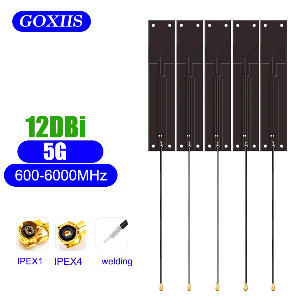 Image of 5PCS 5G Antenne 12dBi 600-6000MHzMit Integrierte PCB Board RG1.13 120mm Kabel IPEX Schweißen stecker High Gain Antenne