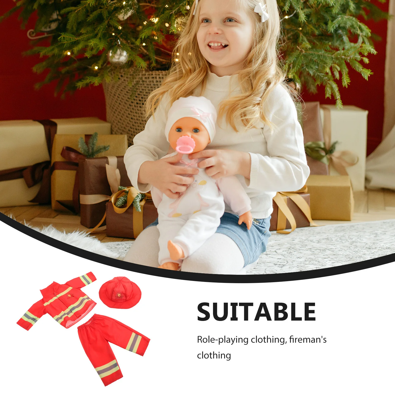 1 set Brandweerman Outfit 43 Cm Kleding Brandweerman Rollenspel Kostuum Hoed Accessoires Voor Meisjes Knuffeldier Fantasiespel Halloween