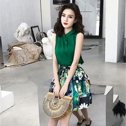 Skirt Printing Woman Outfit Dress Beach Mature 2 Pieces Sets for Women Formal Occasion Clothing Luxury Event Y2k Streetwear Full