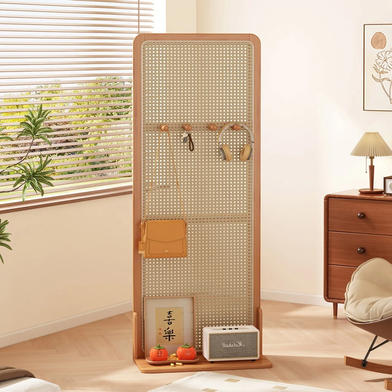 Rattan screen partition, living room, home entrance porch, cover grille, bedroom is facing the door rack