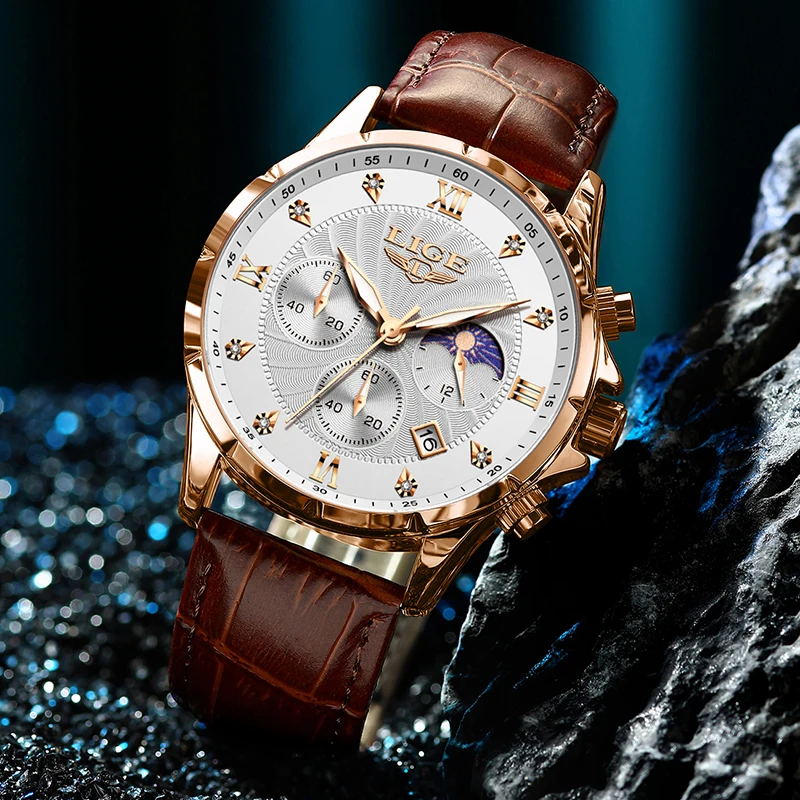 2025 커플 시계 럭셔리 남성용 LIGE 패션 쿼츠 남성 시계 비즈니스 캐주얼 시계 가죽 방수 손목시계 남성용 시계