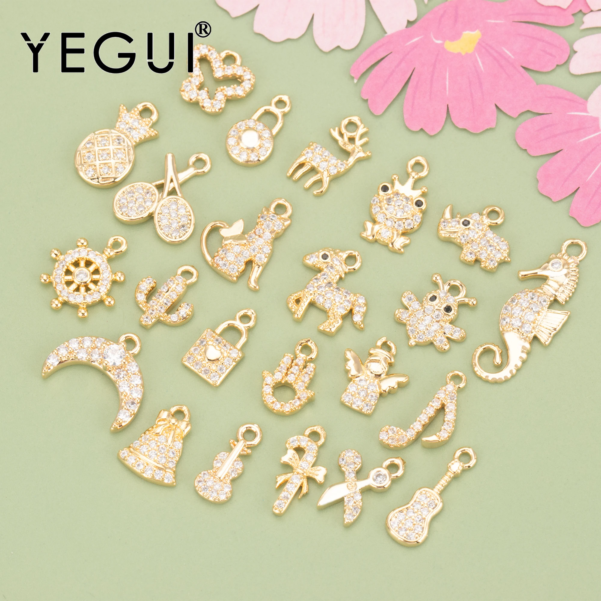 

YEGUI M1001,jewelry accessories,18k gold plated,copper metal,zircons,diy pendants,charms,diy earrings,jewelry making,10pcs/lot