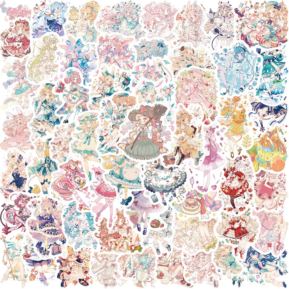 10/30/60pcs Cute Anime Lolita Girl Stickers Two-dimensional Cartoon Sticker Toys Phone Water Bottle Luggage Kawaii Decals Decor