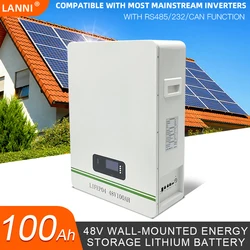 51.2v100Ah lithium iron phosphate solar home energy storage and power generation 200Ah wall-mounted lithium battery 10KWh