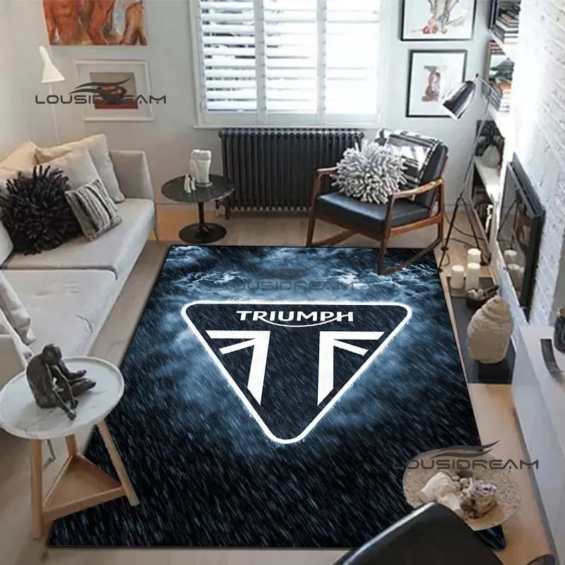 Alfombra de motocicleta Retro con estampado 3D Triumph, alfombrilla suave para el suelo, sala de estar, dormitorio, decoración de área grande