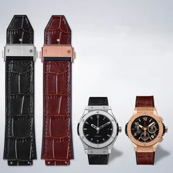 Genuine Leather Watch Band For Hublot Big Bang Series Cowhide Strap For Men Wristband With Tools Accessories Bracelet 26*19mm