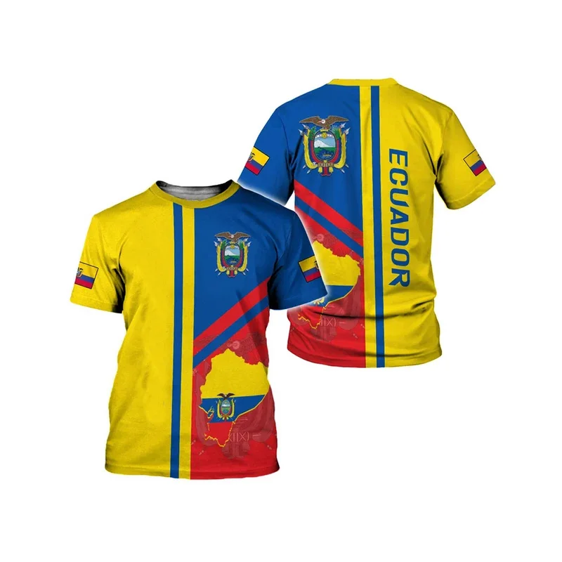 New personalized Ecuadorian T-shirt Casual flag 3D printed short sleeve top for men and women