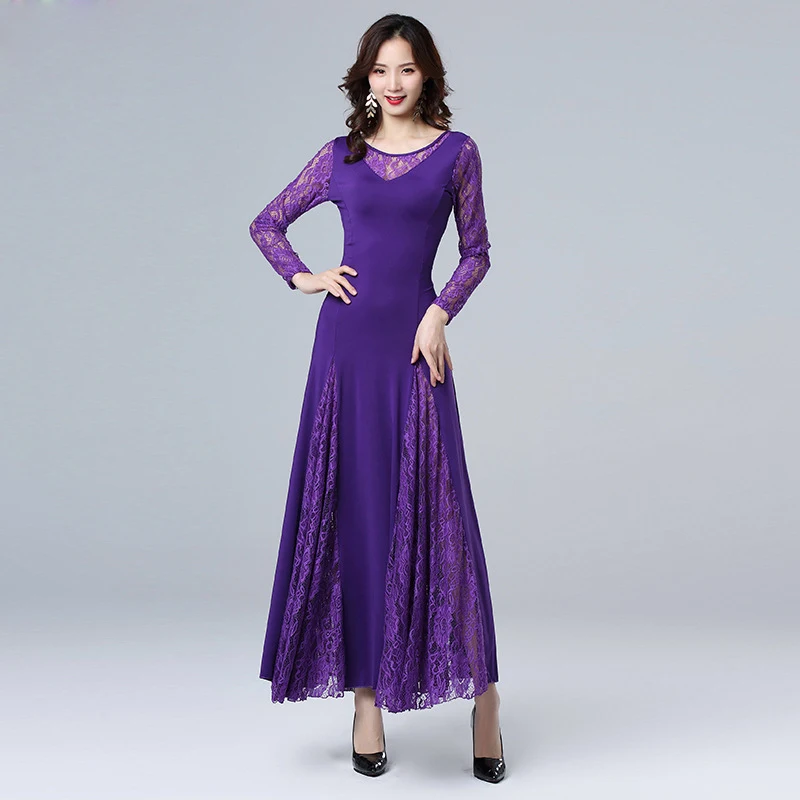 Langarm Mädchen Ballsaal Oriental Dance Wettbewerb Kleid Moderne Walzer Nationalen Standard Tanzen Kleider Professionelle Kostüm