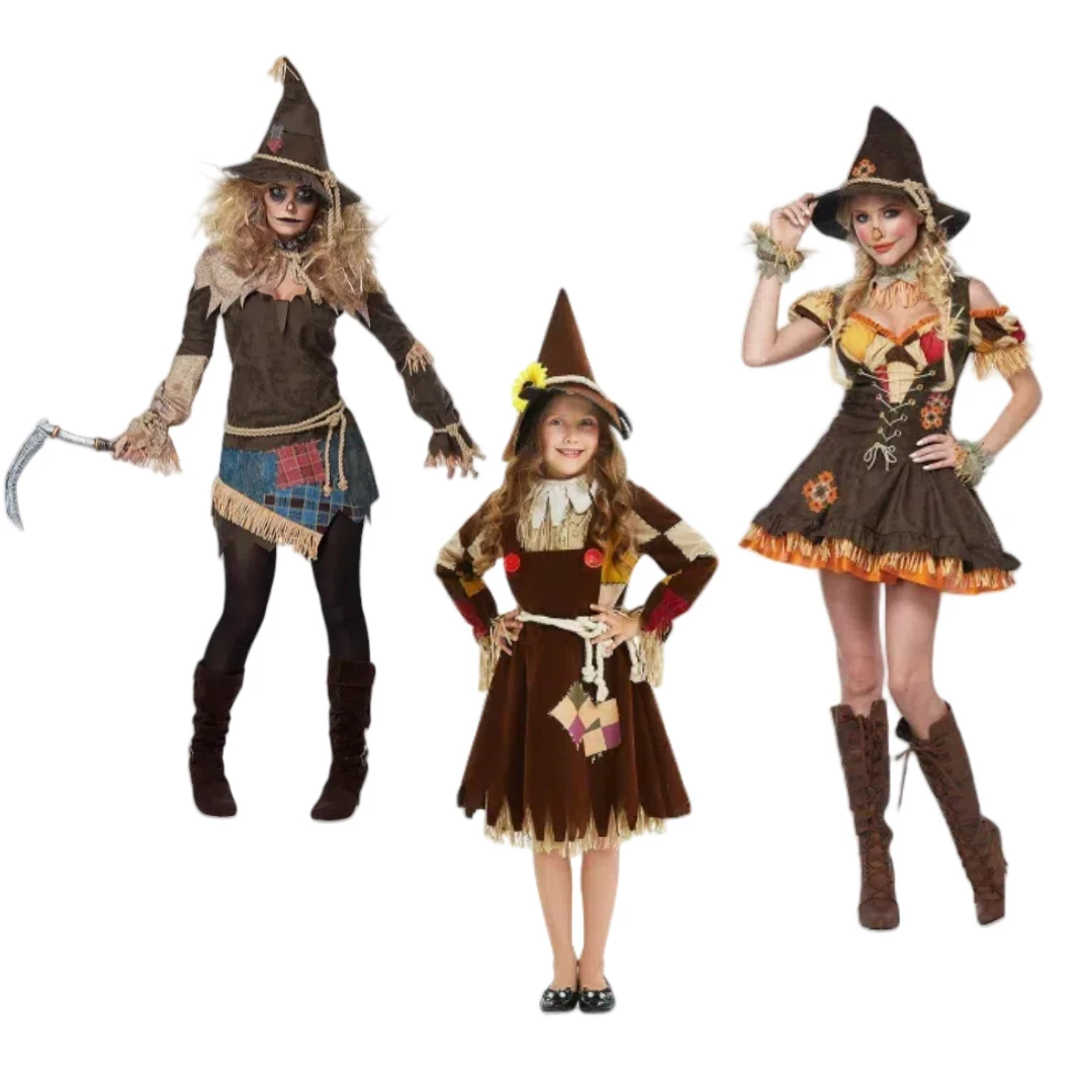 

Halloween Scarecrow Cosplay Costume Ugly Witch Dress Suit Women Girls Spooktacular Outfit Horror theme Carnival Party Roleplay