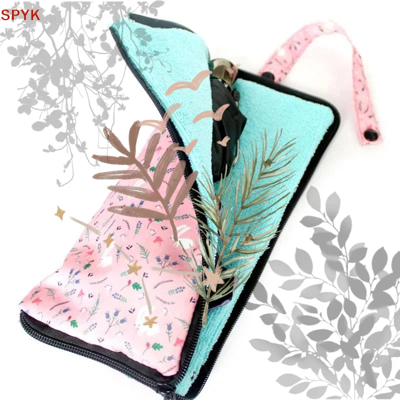 Waterproof Umbrella Stripe Star Cover Absorbent Towel: Cloth Printed Bag Portable Folding Storage