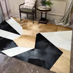 Nordic Style Natural Cowhide Handmade Carpets for Living Room Minimalist Geometry Calfskin Bedroom Decor Carpet Home Cow Fur Mat