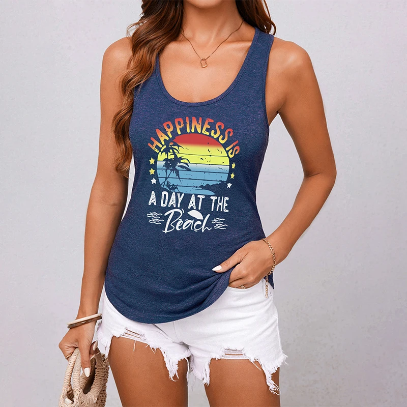 Positioning the new women's tops sleeveless tropical print vests, sleeveless women's vest tops