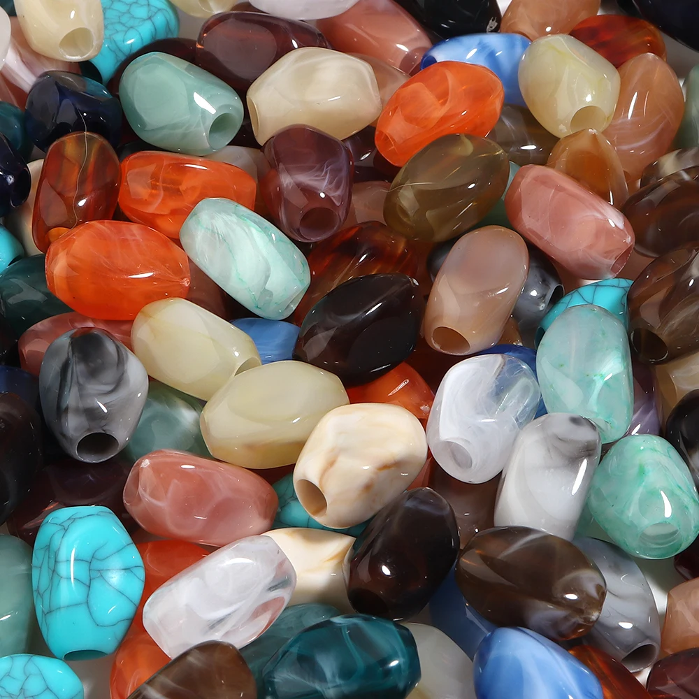 30 Stück/Lot 12x19mm unregelmäßige Acryl-Abstandsperlen mit großem Loch, zweifarbig, lose Perlen zum Selbermachen für Schmuckherstellung, DIY-Halskette, Armband – Detail 4