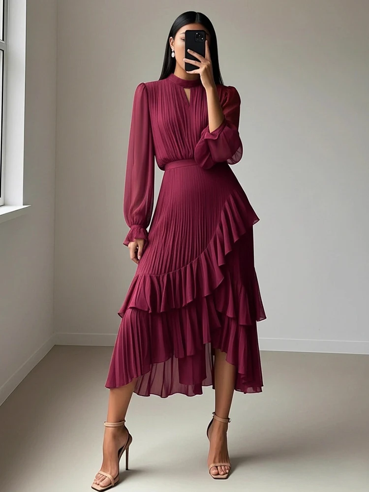dresses for winter wedding 2024 A-line With Lace Long Sleeves White / US:10-12 with a round neckline Mens: Shirts Fit & Flare Mini Color:EMERALD