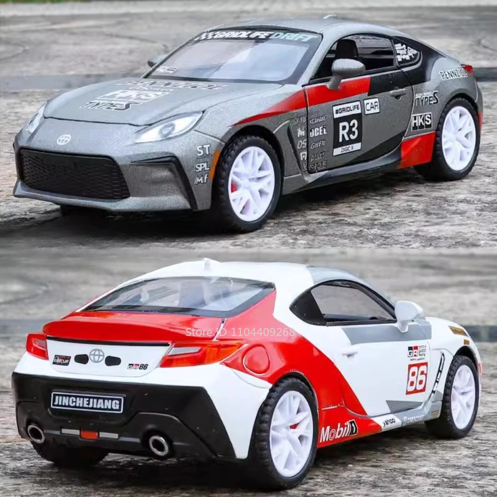 1:32 escala gr86 ae86 modelo de carro esportivo brinquedo metal diecast portas abertas puxar para trás modelos de veículos em miniatura crianças ornamentos de mesa