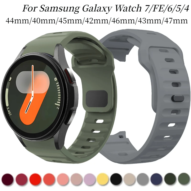 Sport Silicone Strap For Samsung Galaxy Watch 7/FE/6/5/4 44mm 40mm Bracelet Watchband For Watch 6-4 Classic 47/42mm 43/46mm Belt