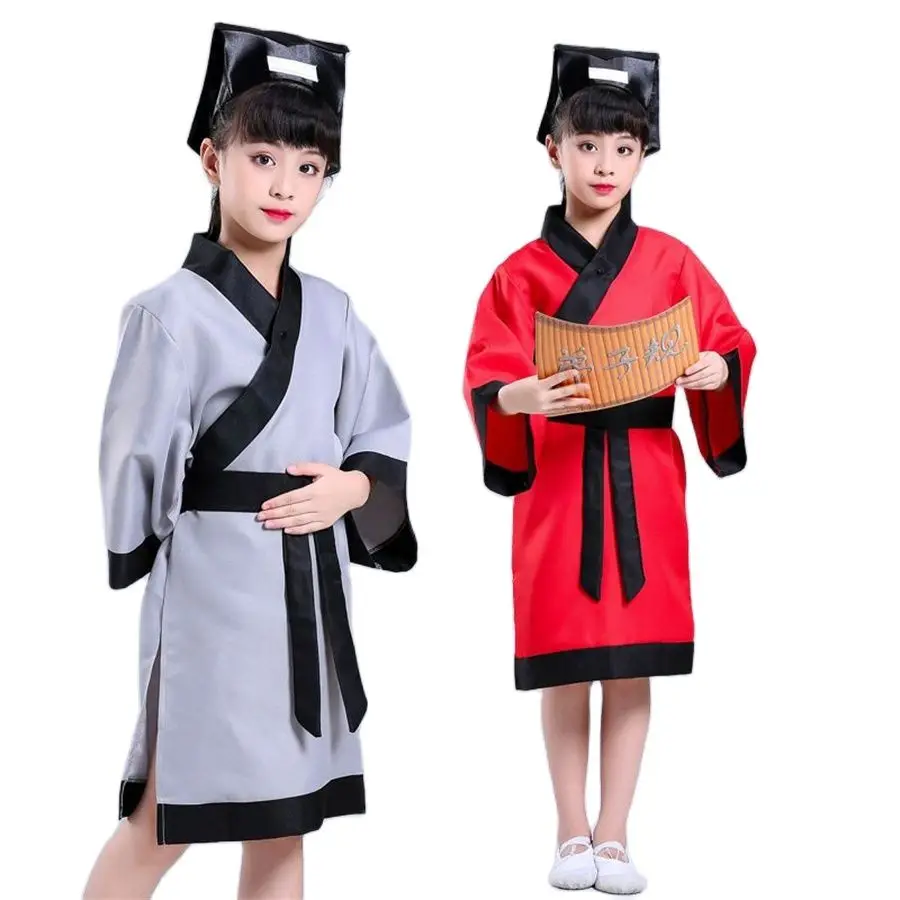 Disfraz de Hanfu tradicional de China para niños, Kimono de estudiante antiguo, traje de cosplay de escenario étnico Vintage