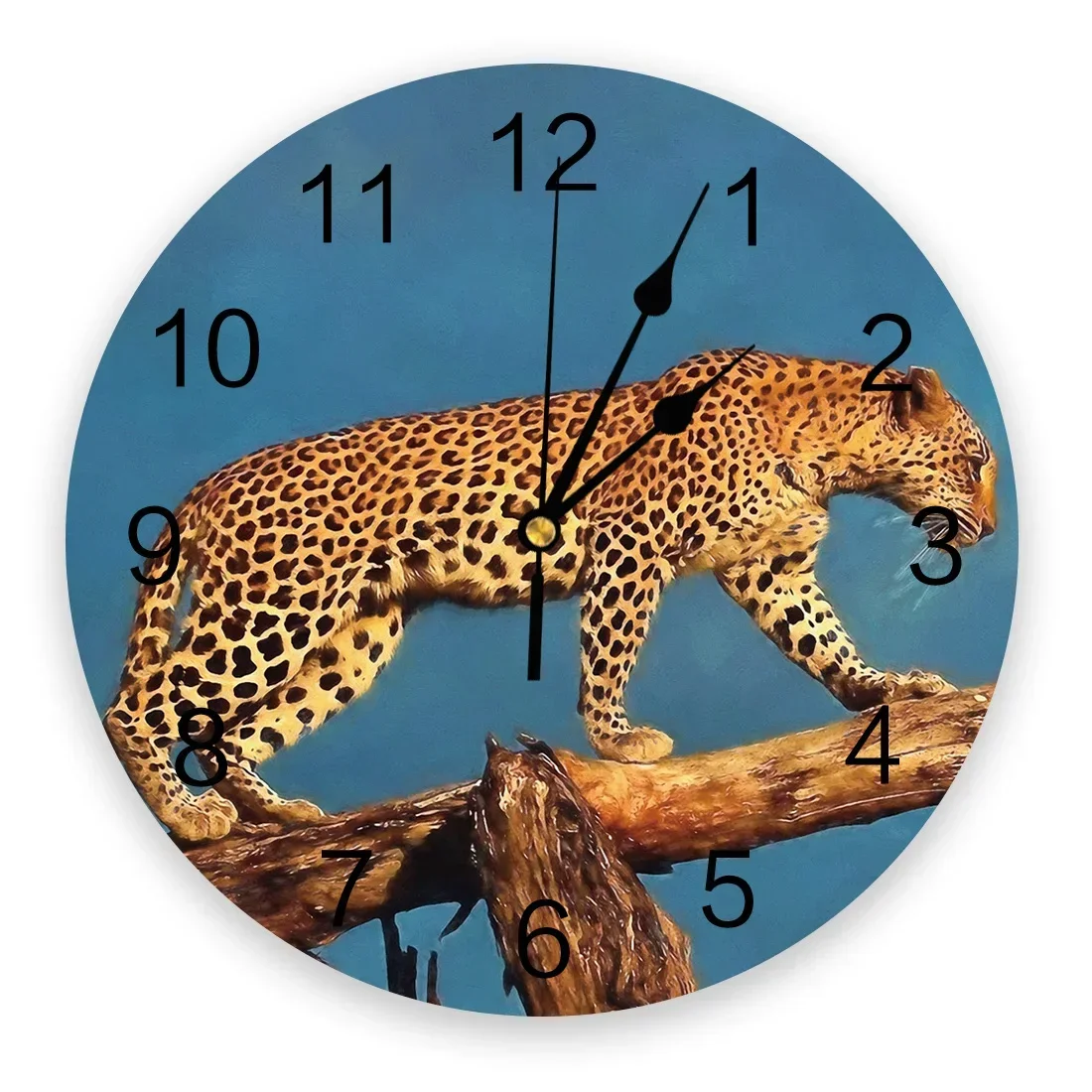 Leopards Walk On Tree Trunks At Dusk Kitchen  Wall Clocks Desktop Digital Clock Non-ticking Creative Childrens Room  Watch