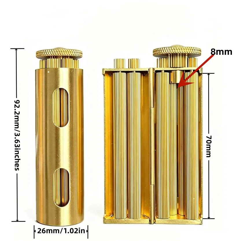 Classic 6‑Shaft Antique Brass 70mm Tobacco Rolling Machine DIY 8mm Regular Size Manual Cigarette Maker Smoking Tool