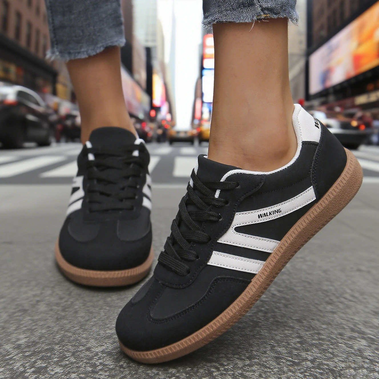 

Fashion Outdoor Sports Women Elastic Low Top Casual Shoes Breathable PU Sneakers