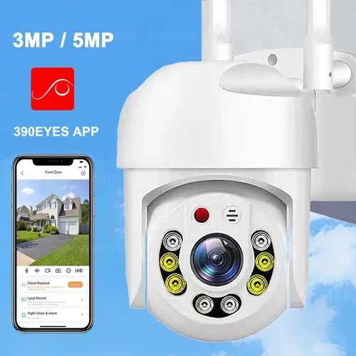 Cámara de Seguridad 390EYES APP 5MP Wifi PTZ para Exteriores 5G con Seguimiento Automático, Detección por IA, Audio Bidireccional y Visión Nocturna en Color