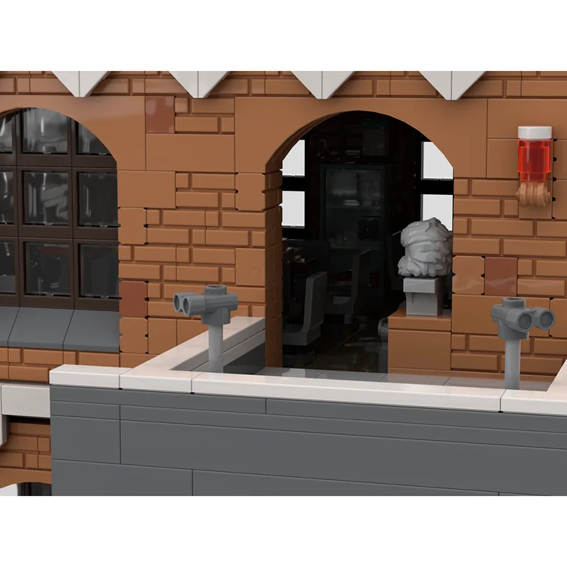 Street View Moc Building Brick Modular Winter Village - Pizzaria & Arte Model Technology كتل هدايا بناء لعبة عيد الميلاد #4