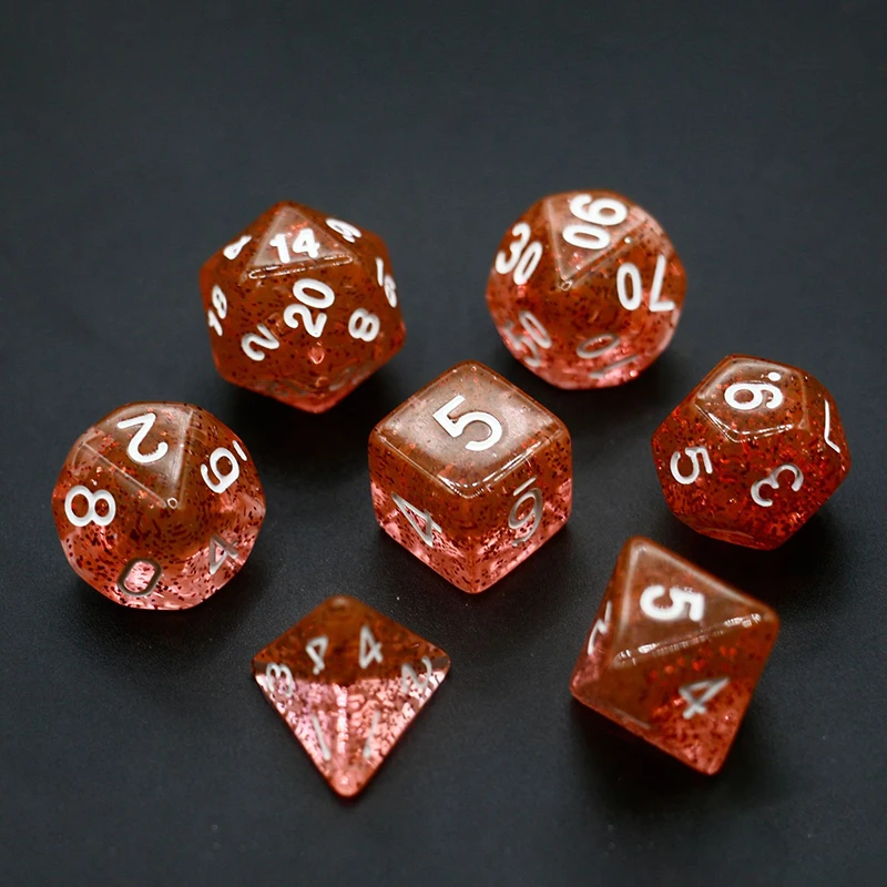 Juego de 7 mini dados RPG de color brillante para mazmorras y dragones, ideal para RPG, DND, MTG como dados para jugadores o dados para juegos de mesa