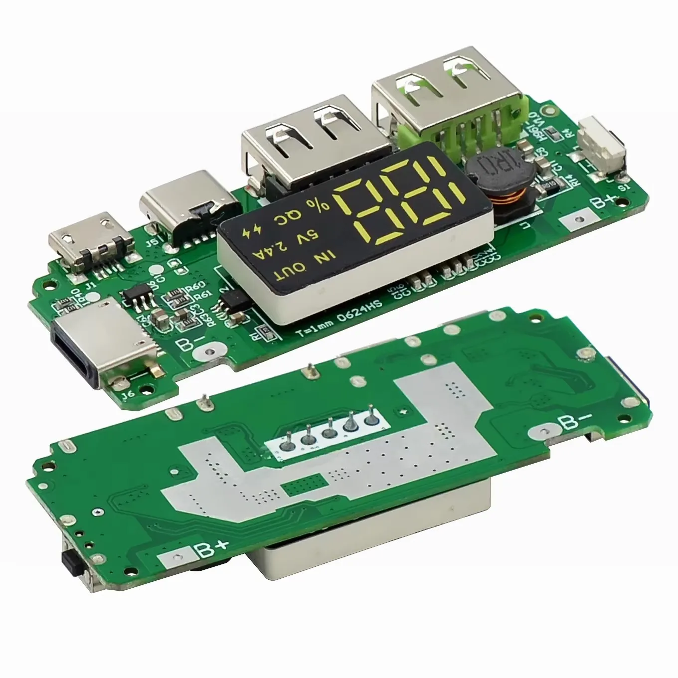 

2pcs 18650 Lithium Battery Charger Module 5V 2.4A Dual USB Output Digital Display Boost Board for Power Bank