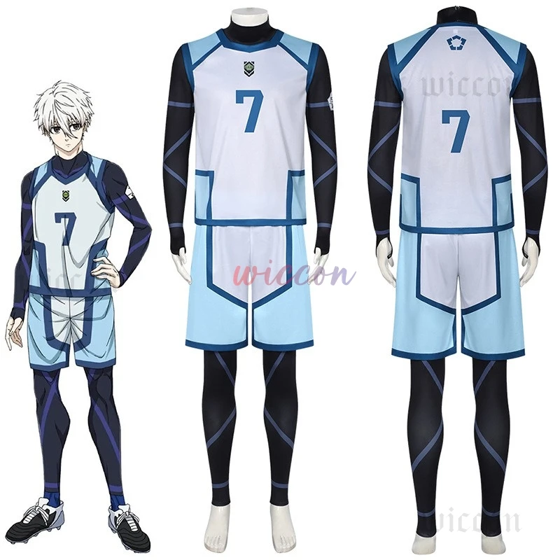 Blue Lock Season 2 Nagi Cosplay Costume Wig NO.7 Training Jerseys Football Uniform Daily Wear Carnival Suit