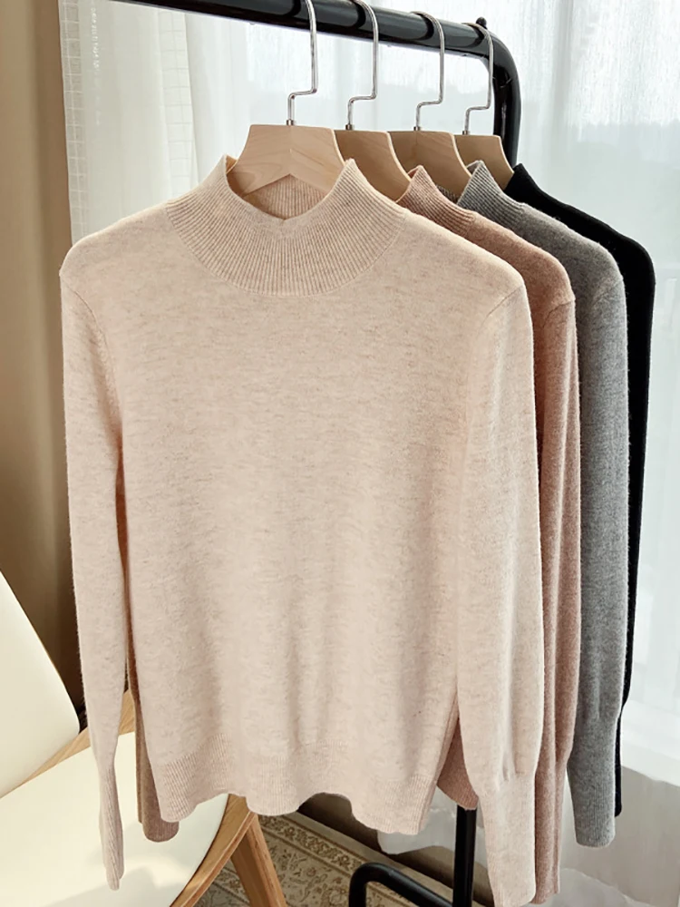 2024 autumn winter chic bottom sweaters women fashion turtleneck pullover slim long sleeve knitted Jumper Soft Warm Pull Femme