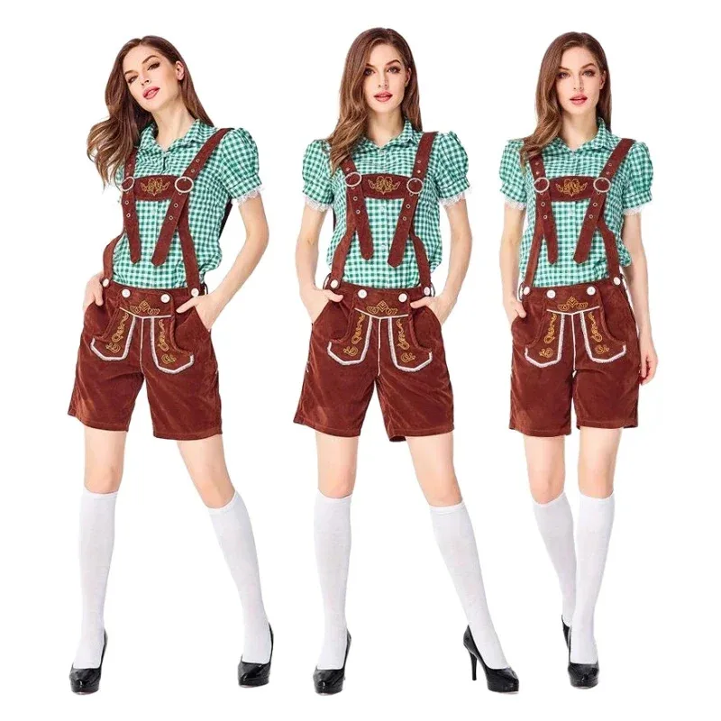 أزياء مهرجان أكتوبر البافارية التقليدية للنساء ملابس منقوشة Dirndl ملابس مهرجان أكتوبر الألمانية لحفلات البيرة فستان تنكري